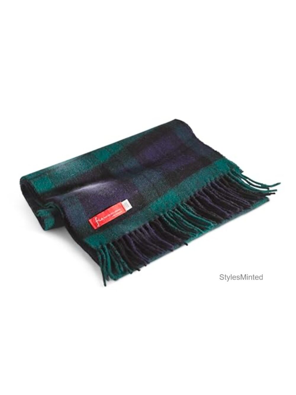 Irish Lambswool Plaid Scarf 60x12 Fringe Made in Ireland